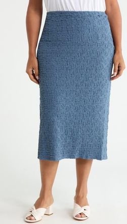 Eileen Fisher Crinkled Organic Cotton Blend Midi Skirt in Cldsp at Nordstrom, Size 2X