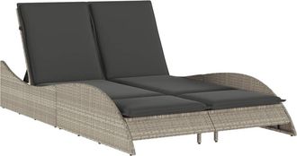 vidaXL Vidaxl - Tumbona Con Cojines Rat&aacute;n Sint&eacute;tico Gris Claro 114x205x73 Cm