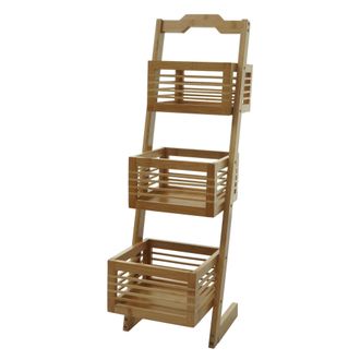 Hhg Hhg - Estanter&iacute;a 854, Estanter&iacute;a De Pie Estanter&iacute;a De Ba&ntilde;o Estanter&iacute;a De Almacenaje Estanter&iacute;a De Sal&oacute;n Con 3 Cestas, Bamb&uacute; 77x23x30cm