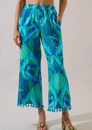 Sugarlips Womens Blissy Tropical Flare Pants In Blue