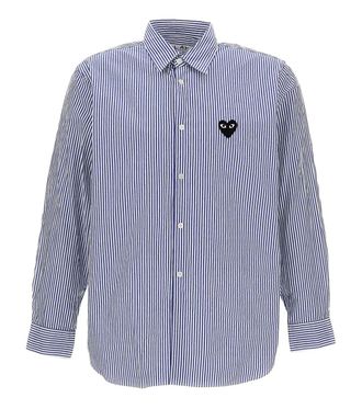 Comme Des Gar&ccedil;ons Blue Stripes Logo Shirt