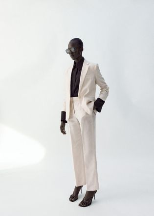 Mango Pantaloni completo lino grezzo - Donna - 38 - MANGO