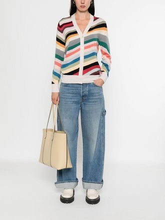 Paul Smith Ps Paul Smith Womens Striped Wool Cardigan - Ivory Merino - Size X-Small
