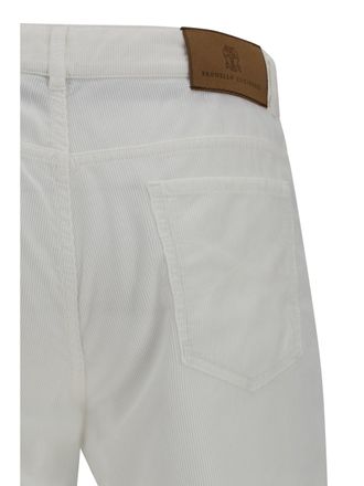 Brunello Cucinelli Fine-Ribbed Corduroy Trousers - White