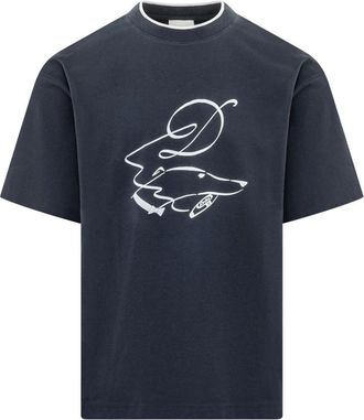Dr&ocirc;le de Monsieur Dandy Dog T-shirt met korte mouwen - Heren - T-shirts - Blauw - XS - Katoen - Tops