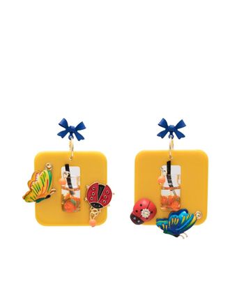 Amir Slama appliqu&eacute;-detail drop earrings - Yellow