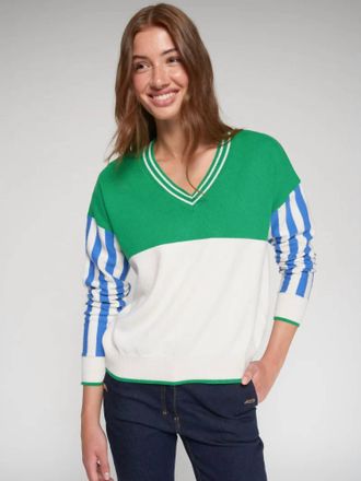 Vilagallo Embroidered Golf Jersey Lets Par Tee In Ecru / Green / Blue