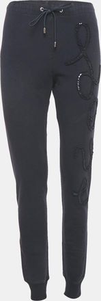 Love Moschino Blue Love Applique Cotton Knit Sweat Pants