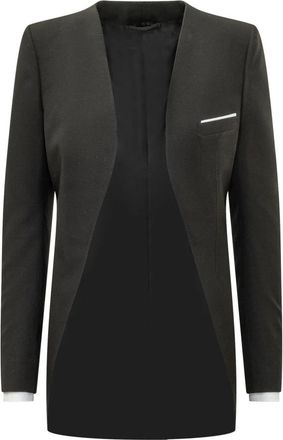 Tom Ford Collarless Wool Silk Jacket - Dames - Blazers - Zwart - S - Wol - Jassen