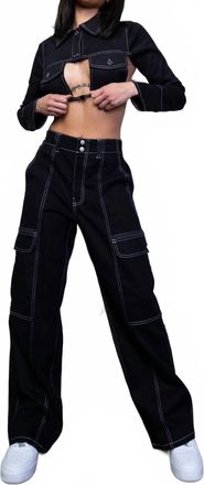 Rehab Carlie Cutout Denim Top In Black