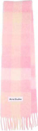 Acne Studios Vally Plaid Alpaca, Wool & Mohair Blend Scarf in Candy Pink/white/pale Pink at Nordstrom