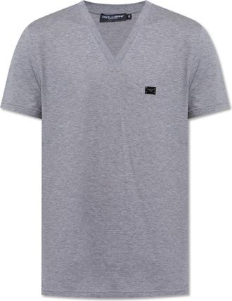 Dolce & Gabbana V-hals T-shirt - Heren - T-shirts - Grijs - M - Katoen - Tops