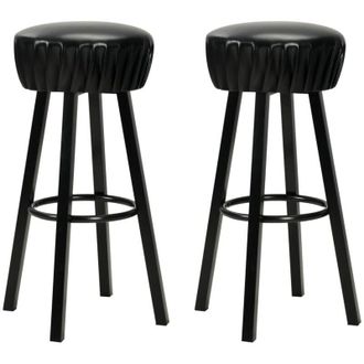 vidaXL Taburetes De Cocina 2 Unidades Cuero Sint&eacute;tico Negro Vidaxl