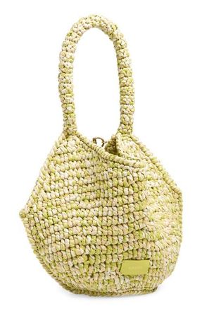 Khaite Mini Lotus Raffia Tote in Citron /White at Nordstrom