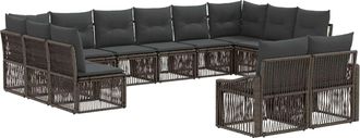 vidaXL Conjunto De Sof&aacute;s De Jard&iacute;n 12 Uds. Gris Rat&aacute;n Sint&eacute;tico Vidaxl