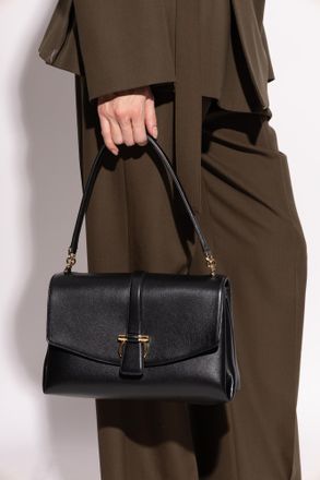 Ferragamo Leather Shoulder Bag, Womens, Black