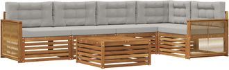 vidaXL Conjunto De Sof&aacute;s De Exterior 6 Uds. Natural Y Gris Claro Vidaxl