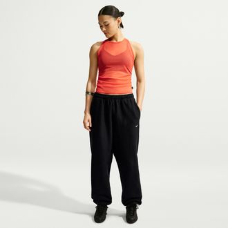 Nike Womens Studio Fleece Heavyweight Oversized High-Rise Jogger Pants in Black | IO2109-001
