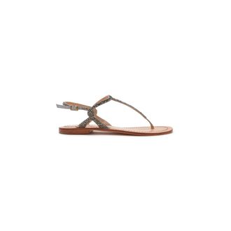 Maliparmi Cuts & Beads Sandal - female - MALIPARMI - Flat Sandals - Gray - 8 UK - Shoes