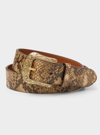 Lauren Ralph Lauren Womens Engraved buckle snakeskin belt