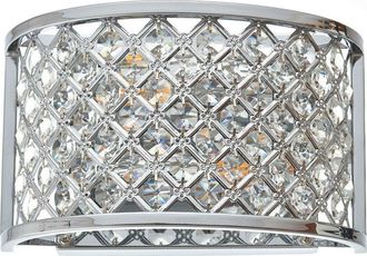 Loops Crystal Cage Wall Light Chrome Glass Shade Modern Twin Bulb Lounge Lamp Fitting