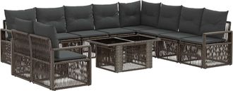 vidaXL Conjunto De Sof&aacute;s De Jard&iacute;n 11 Uds. Gris Y Gris Oscuro Vidaxl