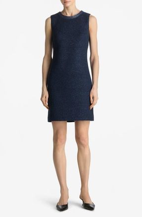 St. John Mixed Media Tweed Dress in Royal Blue/Lurex Multi at Nordstrom, Size 2
