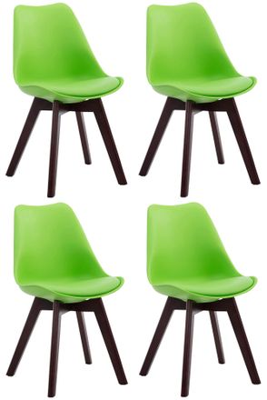 Clp Clp - Set De 4 Sillas De Comedor Borneo En Polipiel Verde Nogal