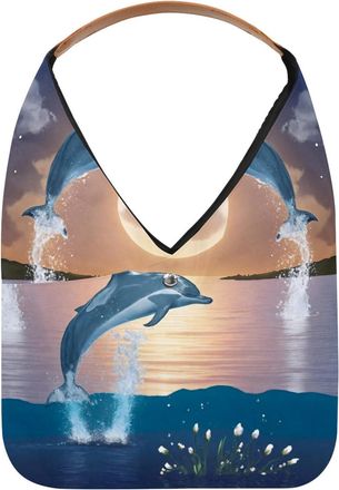 Generic Dolphins Jumping Reusable Lightweight Grocery Bags - Foldable Into Compact Pouch, Washable & Sturdy, Multipurpose for Shopping and Travel