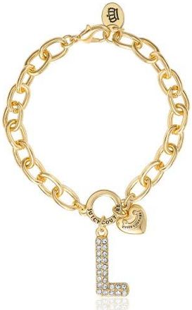 Juicy Couture Pav&eacute; Initial Charm Bracelet, 7.5 Gold Tone Link in Letter L at Nordstrom
