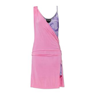 Versace Jeans Couture Short Dresses, female, Pink, Size: 2XS Barocco Pattern Slip Dress