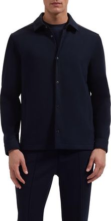 Bugatchi Soft Touch Knit Shirt Jacket in Navy at Nordstrom, Size Xx-Large
