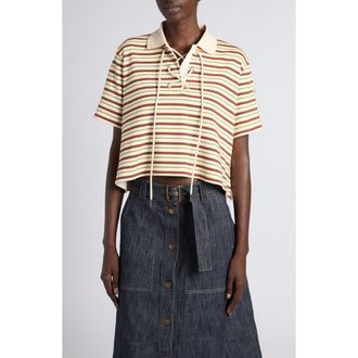 Moncler Stripe Cotton Polo in Neutral at Nordstrom, Size Xx-Small