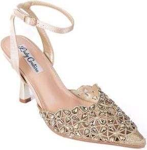 Lady Couture Sabrina Pointed Toe Ankle Strap Pump in Gold at Nordstrom Rack, Size 13