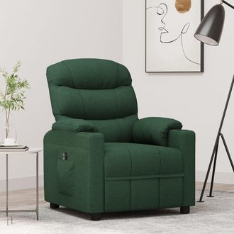 vidaXL Sill&oacute;n Reclinable El&eacute;ctrico Tela Verde Oscuro Vidaxl
