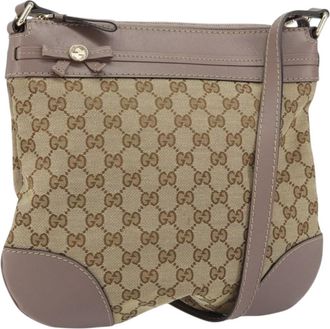 Gucci Mayfair Messenger Gg Canvas And Leather Beige Canvas Handbag (Pre-Owned)