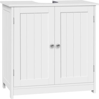 Woltu Mobile Bagno a U Sotto Lavabo Salvaspazio con Ripiano Regolabile 60x30x60 cm Bianco
