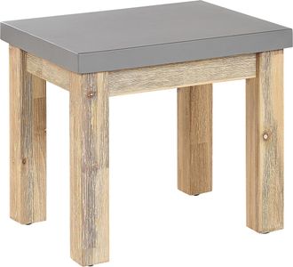 Beliani Beliani - Taburete De Jard&iacute;n De Cemento Reforzado Gris Con Base De Madera De Acacia Industrial Ostuni
