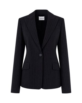 Andamane Black Pinstripe Cotton-Blend Blazer