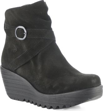 FLY London Loik Platform Wedge Bootie in Black at Nordstrom, Size 37