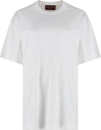 Gucci T-shirt met ronde hals van katoen - Dames - T-shirts - Wit - S - Katoen - Tops