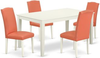East West Furniture Dining Room Set Linen White, CAEN5-LWH-78