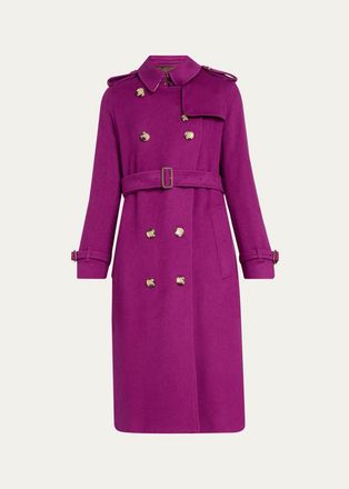 Burberry Kensington Double-Breasted Trench Coat in Brushed Cashmere