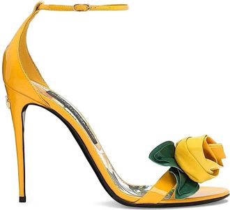 Dolce & Gabbana Sandalo - Dames - Sandalen met hakken - Geel - 38 1/2 EU - Leer - Schoenen