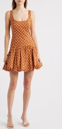 Hutch Sleeveless Drop Waist Bubble Hem Minidress in Copper Dots at Nordstrom Rack, Size 10