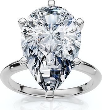 Pompeii3 Certified 3Ct Pear Shape Diamond Engagement Ring 6-Prong Lab Grown