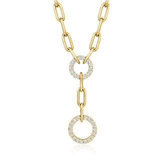 Ross-Simons Diamond Circle Paper Clip Link Y-Necklace in 14kt Yellow Gold