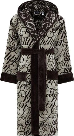 Philipp Plein Hooded Bathrobe Signature - unisex - Badjassen - Bruin - 2XL - Katoen - Nachtkleding