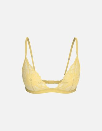 Tommy Hilfiger Womens Floral Lace Triangle Bra, Citronella - Yellow - Size: XS