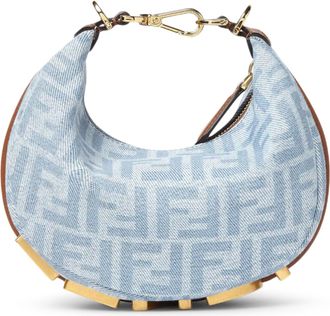 Fendi GRAPHY MINI BAG IN LIGHT BLUE FF DENIM - Fendi - Woman